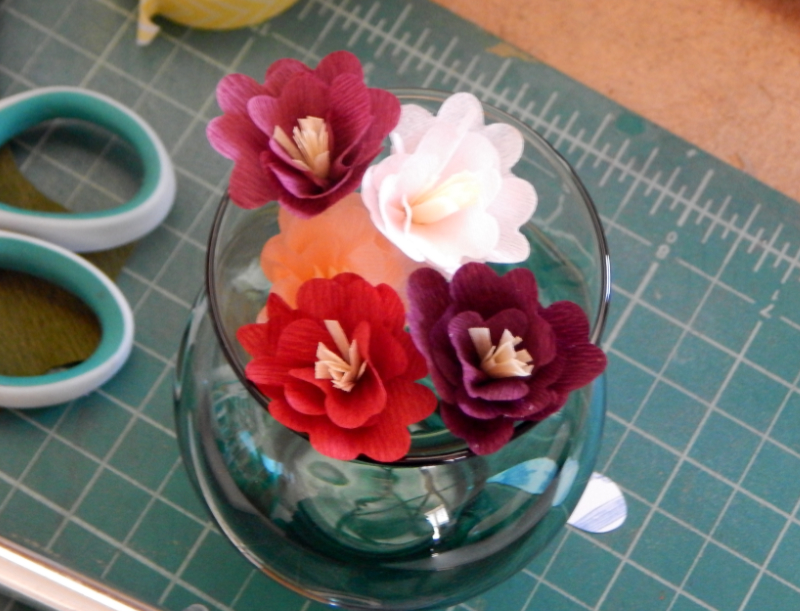 Mini crepe paper flowers