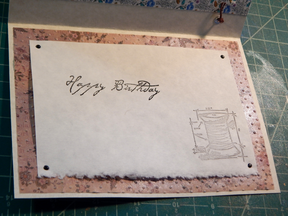 Greeting for sewing card, interior