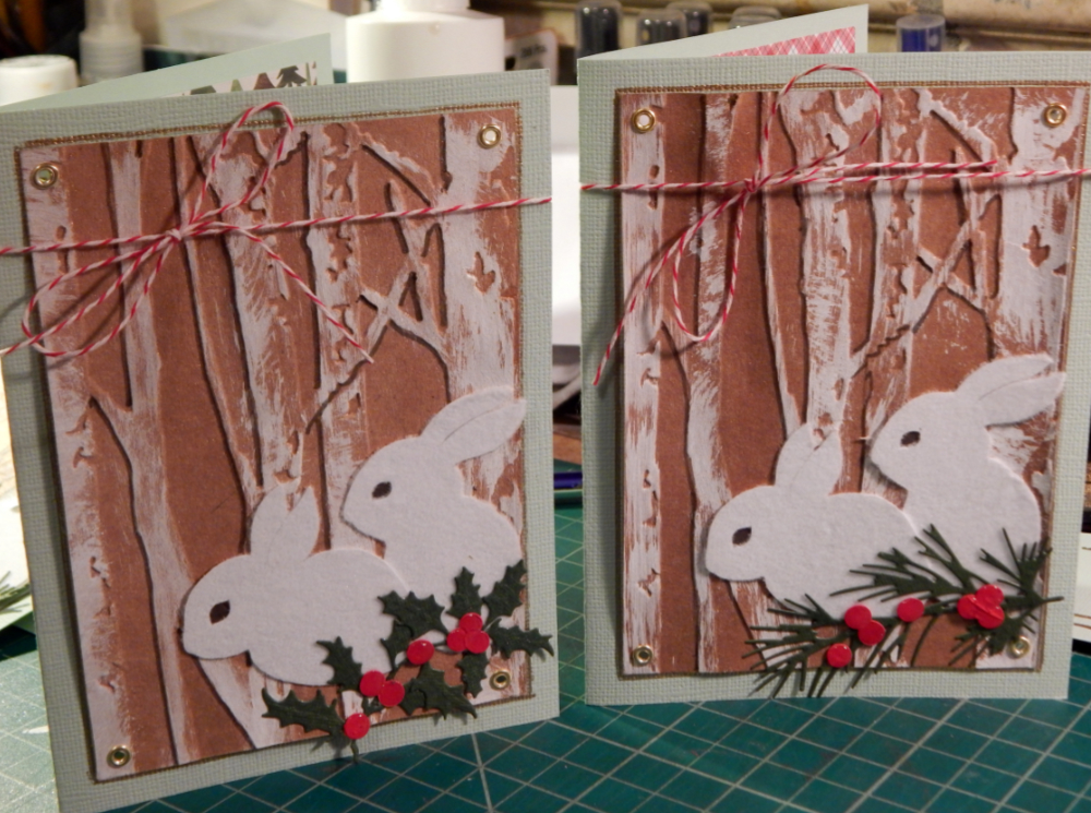 Finished Christmas bunnies card