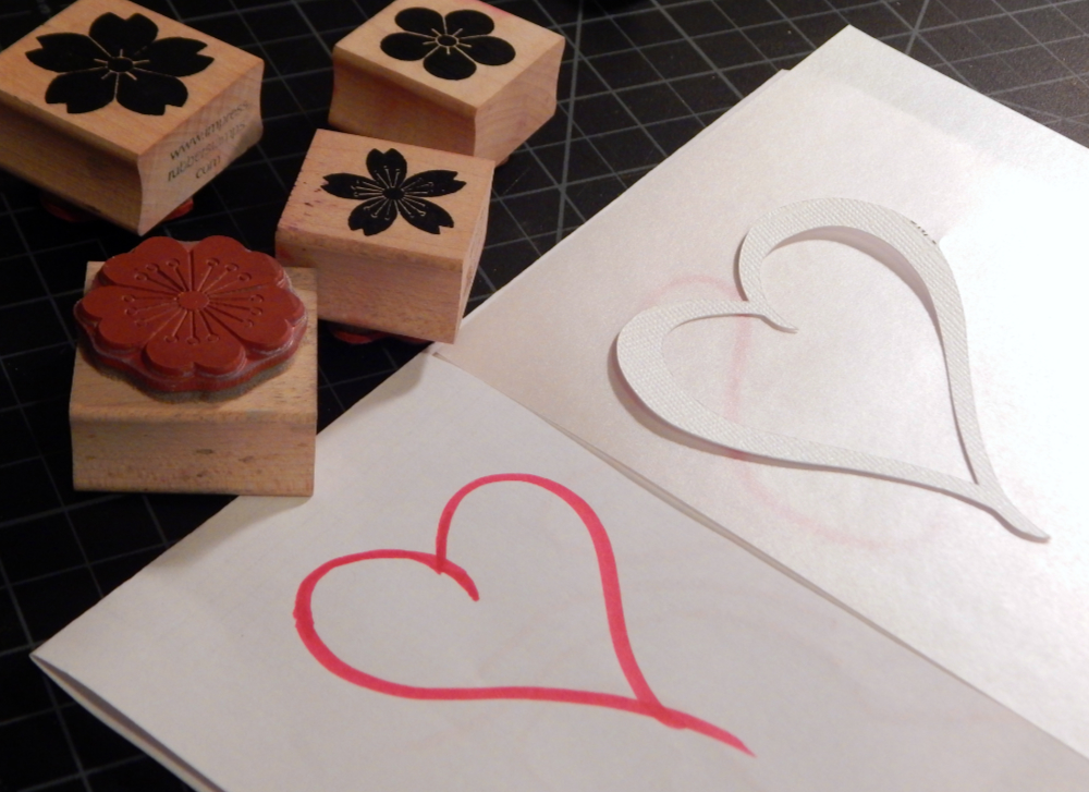 Drawing and flower stamps