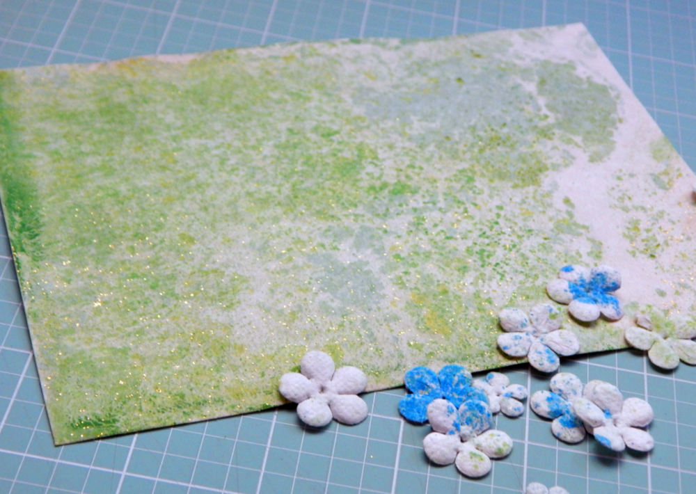 Marbled paper and flowers