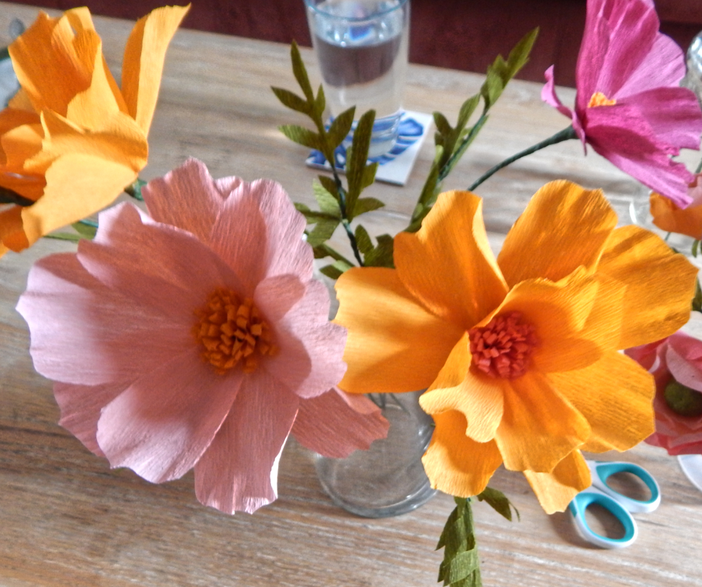 Cosmos crepe paper flowers