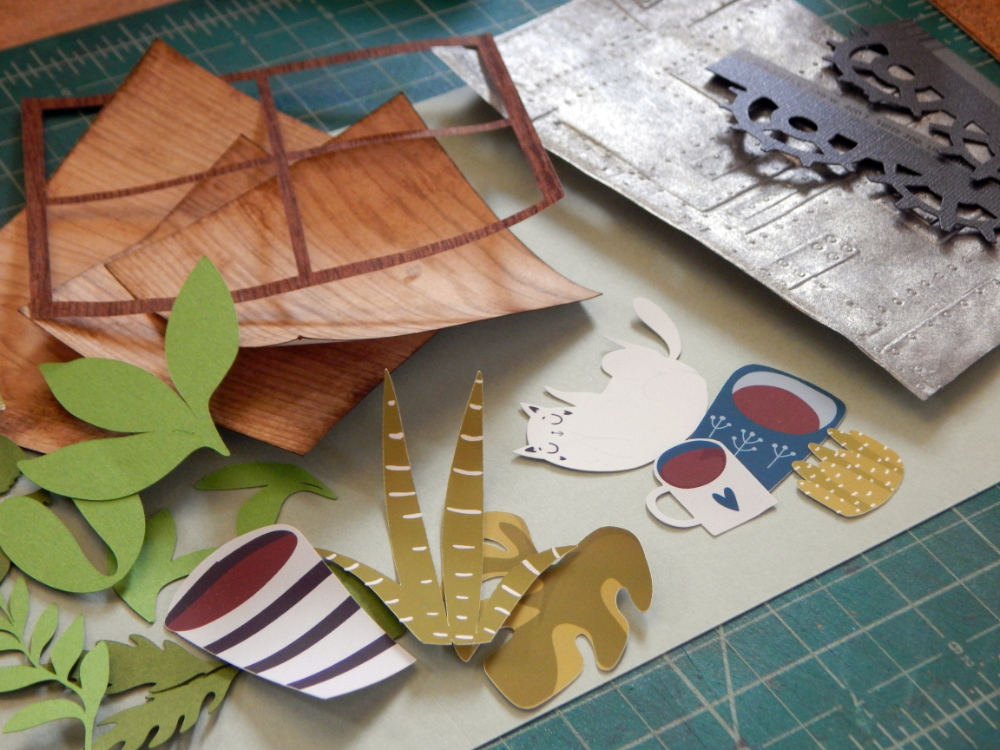 Plants and cats card elements