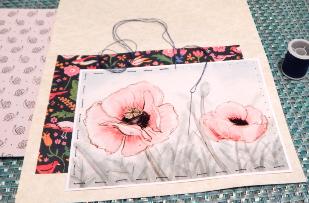 Sewing the image to the card