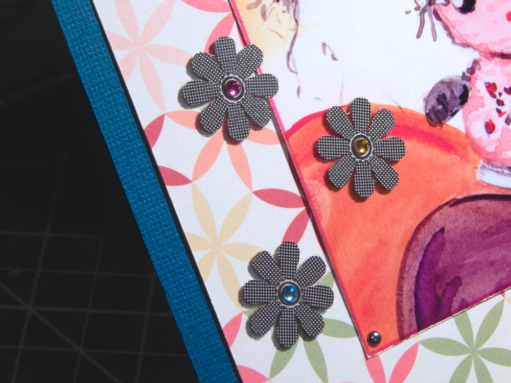 Metal flowers and background paper