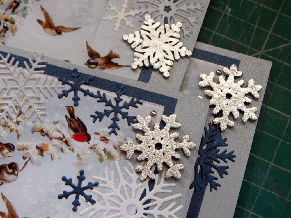 Detail of silver leafed snowflakes