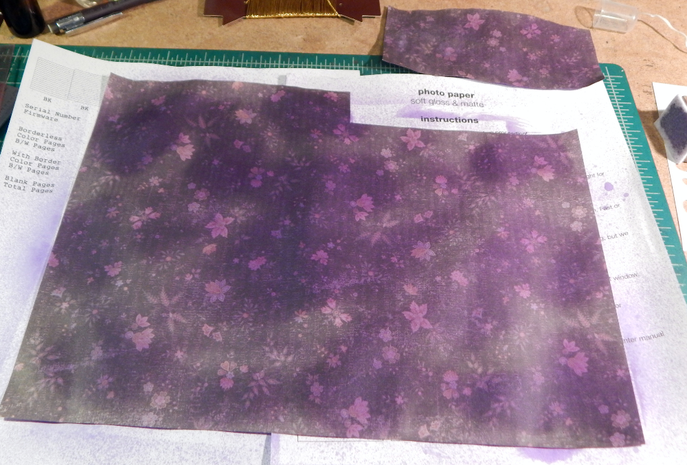 Dyed purple paper