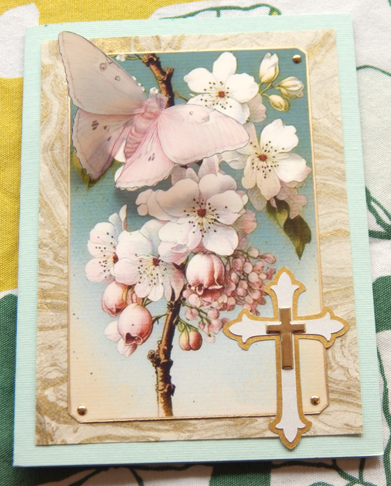 Finished cherry blossoms and butterfly card.