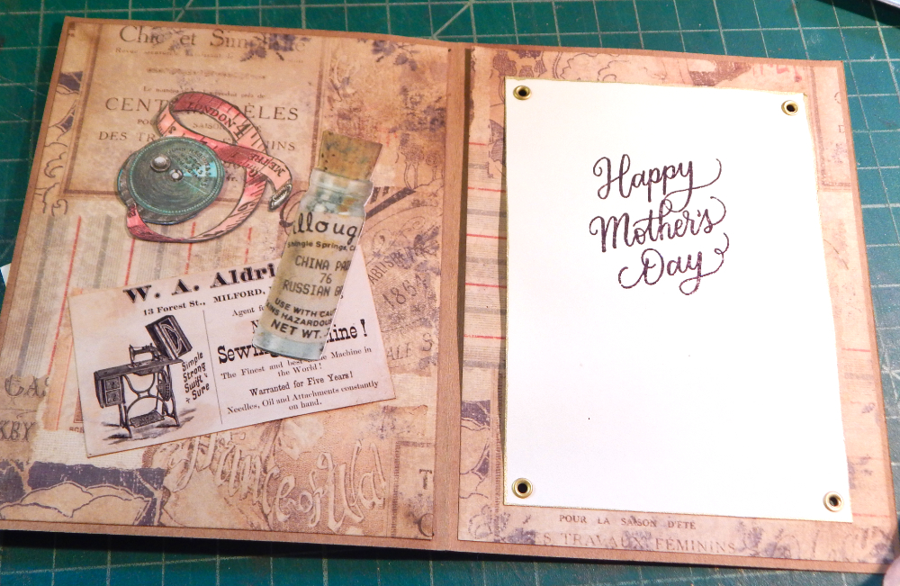 Inside of collage card, Happy Mother's Day stamp and more collage elements.