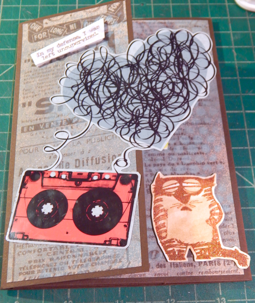 Cassette tape heart on front of card