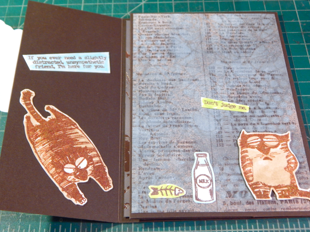 Left side of card opened