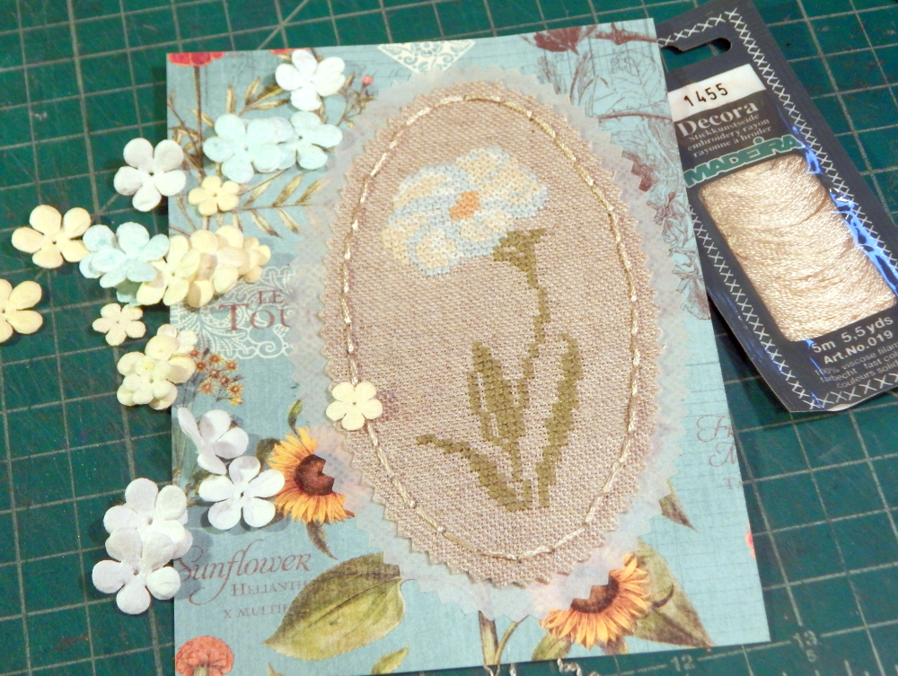 Cross stitch flower card elements